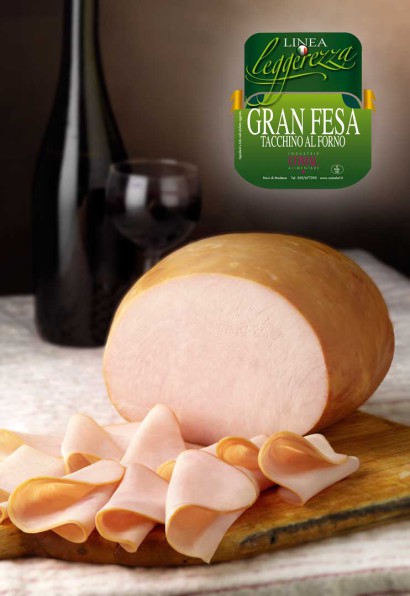 Comal, gran fesa, tacchino, alimentare, fette, taglio, etichetta, pubblicità, catalogo
